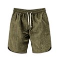 thumbnail image 6 of Men's Casual Cotton Linen Shorts, Drawstring Elastic Waist Knee Length, Quick Dry Breathable Lightweight Relaxed Fit, Beach Vacation Summer Streetwear Essentials | JASKFLY,Army Green L, 6 of 9