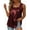 Wine, variant on Staron Women's Casual Blouse Gold Stamping Solid Color Sweet Square Neck Sleeveless Smocked Tank Top, Pink 3XL