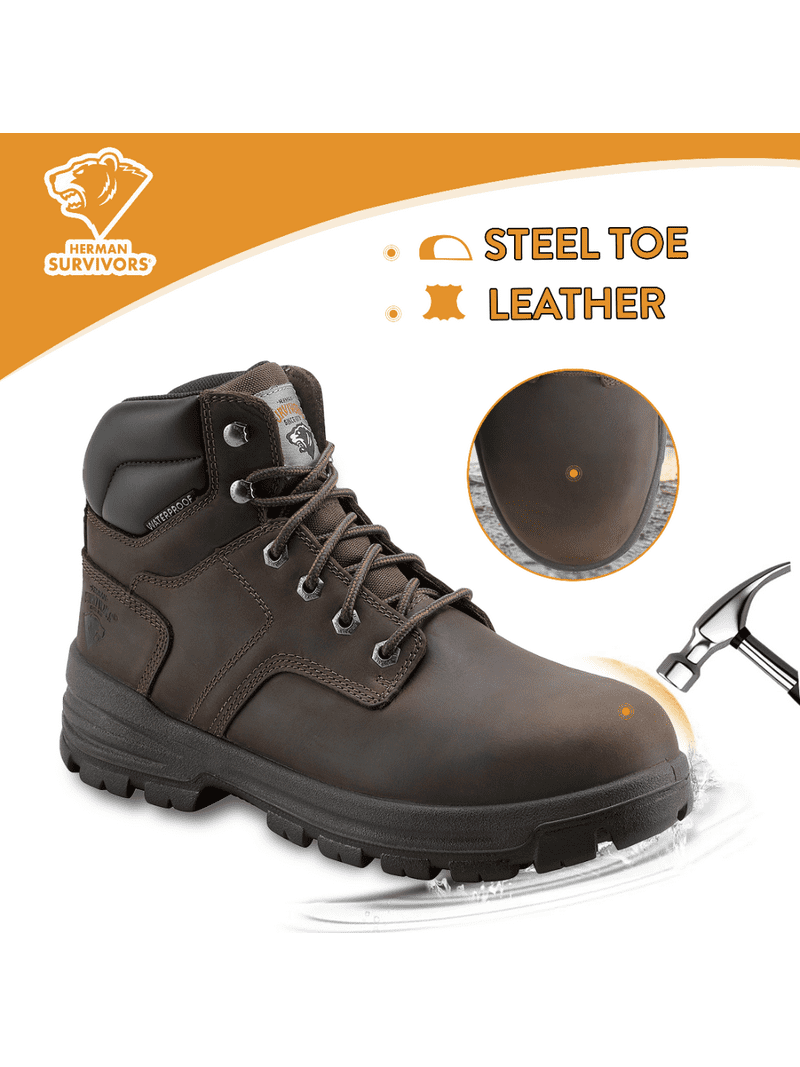 Herman Survivors Men`s Brown Boulder Waterproof 6`` Steel Toe Work