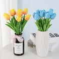 thumbnail image 3 of 5 Pcs Artificial Flowers Faux Tulip Stems Real Feel PU Tulips for Easter Spring Wreath Wedding Bouquet Centerpiece Floral Arrangement Cemetery Table Décor 13.39" Tall, 3 of 7