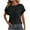 Black, variant on JGGSPWM Women's Casual Ribbed Short Sleeve Top Round Neck Solid Color Strip Knitted Gray S