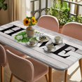 thumbnail image 3 of Rustic Table Cloths for 4 Foot Rectangle Tables, Eucalyptus Leaves Green Wreath Wooden Plaid Home Patio Waterproof Elastic Fitted Tablecloths, Washable Rectangular Table Cover for Camping, 3 of 8