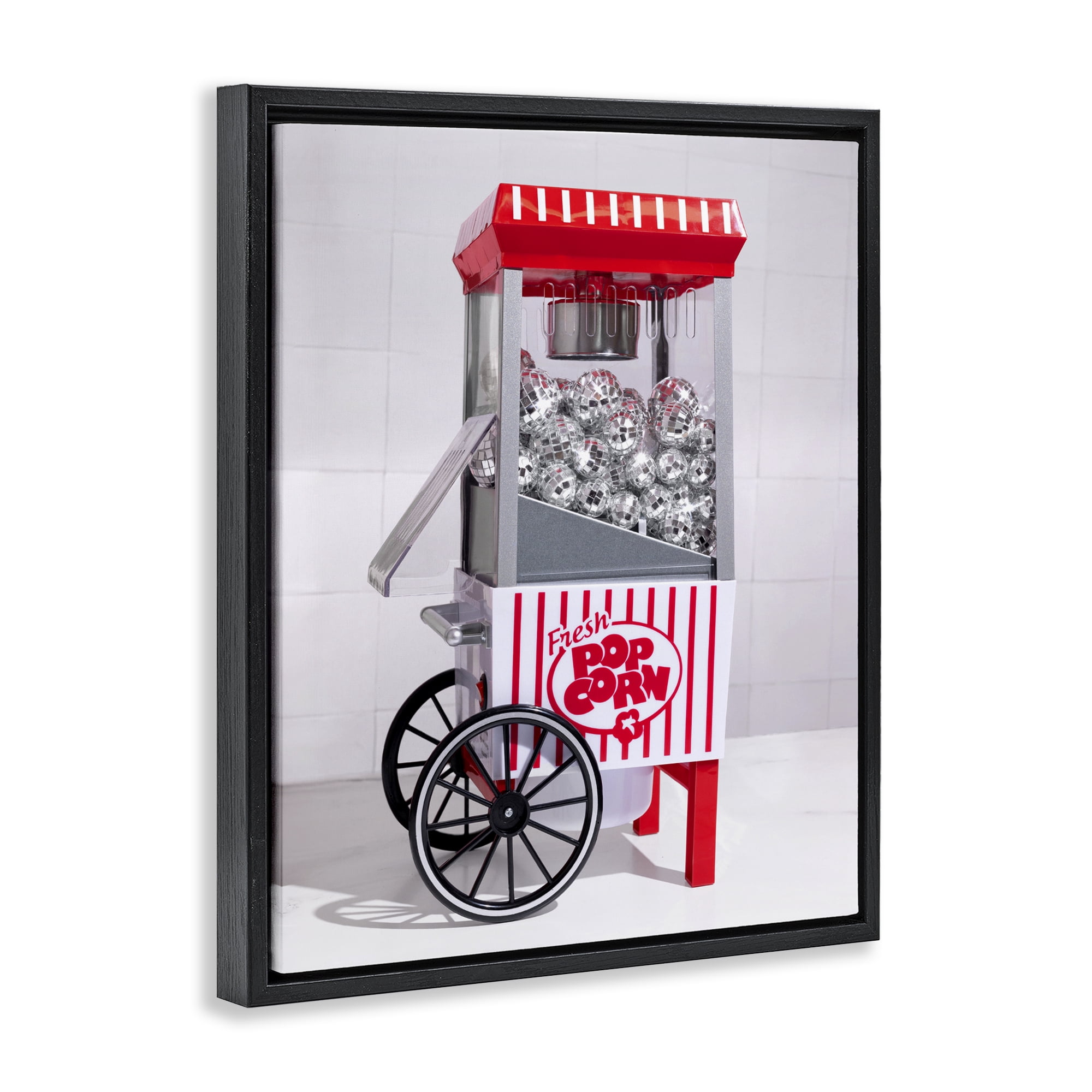 Stupell Industries Fun Disco Popcorn Machine Black Framed Floater Canvas Wall Art, design by LISH Creative