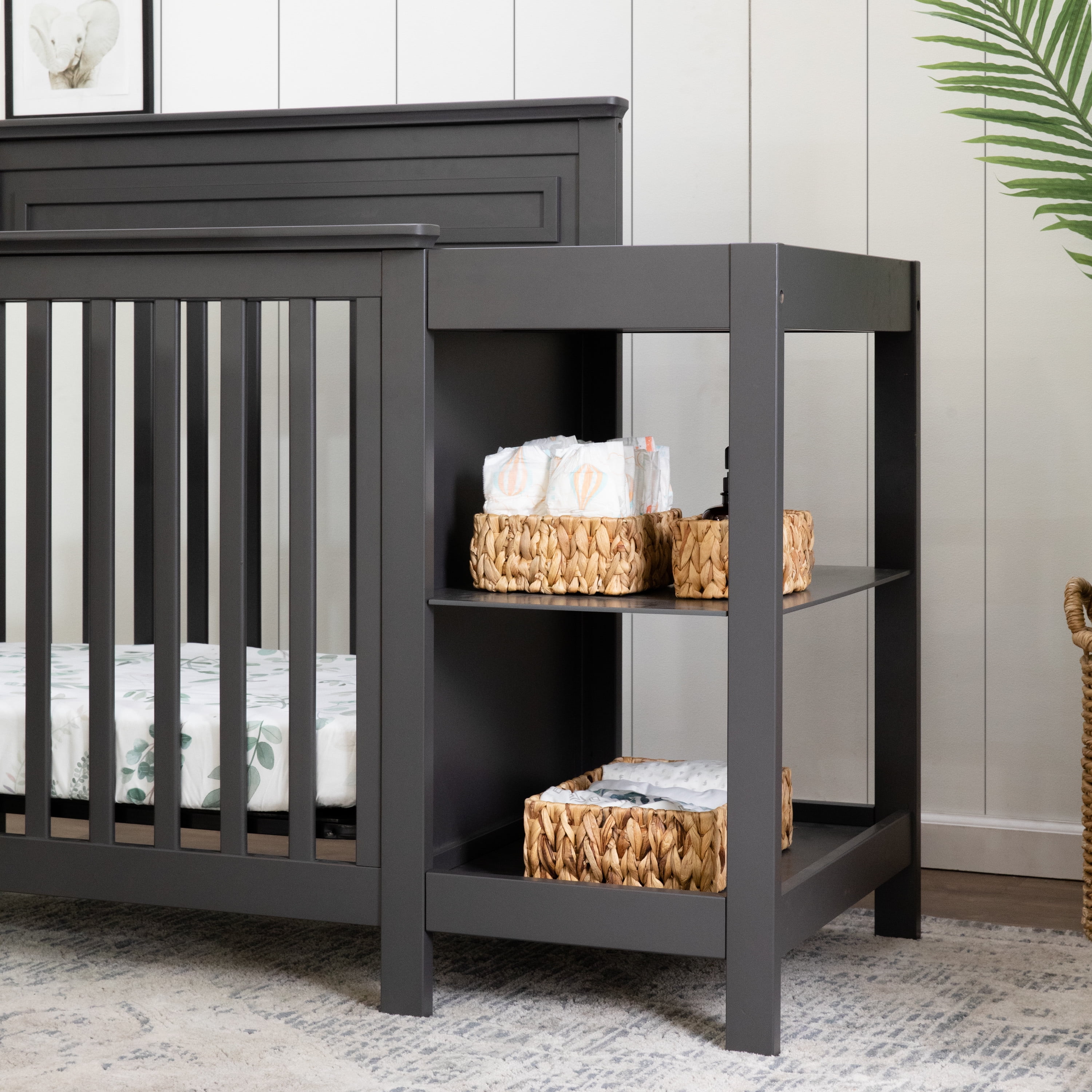 DaVinci Autumn Pine Wood 4-in-1 Mini Crib & Changer Combo in Slate