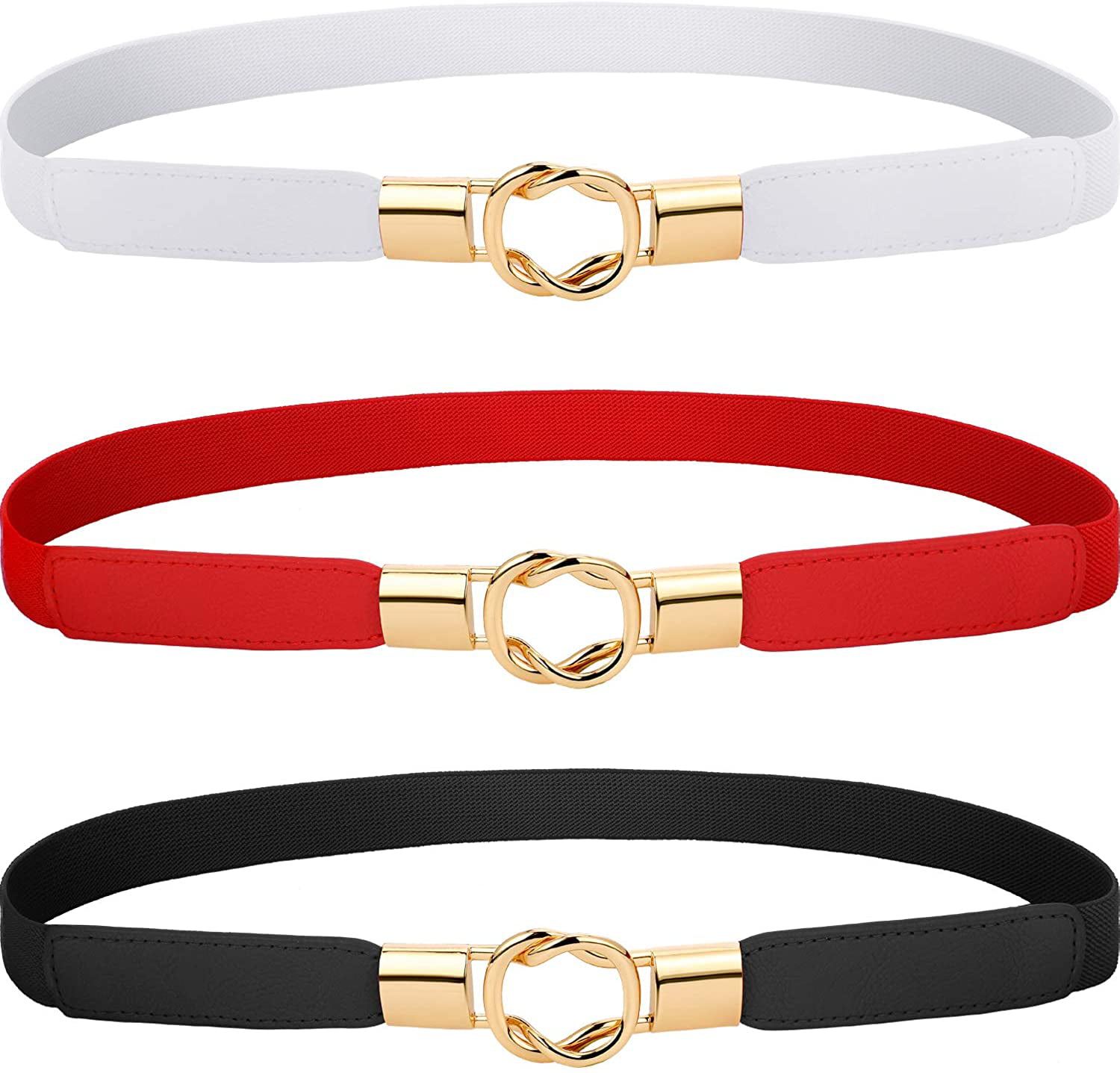 3 Pieces Women Skinny Waist Belt Elastic Thin Belt Waist Cinch Belt for Women Girls Accessories 