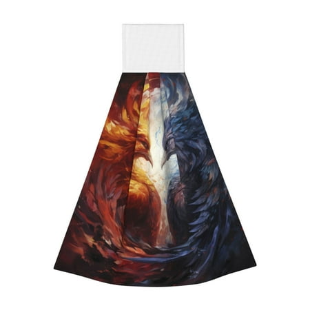 

Adobk Red And White Fire Bird Print Coral Velvet Hand Wipes Fashion Hanging Kitchen Towel for Bathroom Washcloth Absorbent Tie Towel