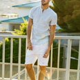 thumbnail image 1 of T-shirt d'Été à Manches Courtes en Lin Col en V Ample pour Hommes, 1 of 2