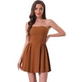 thumbnail image 1 of Disfraz de navidad Allegra K sin tirantes mini vestido de tubo acampanado Marrón M, 1 of 2