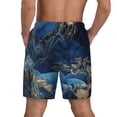 thumbnail image 2 of Lsque Mens Swim Trunks Golden Blue Mountains Pattern - Bathing Suit Compression Liner - Beach Swim Shorts Swimwear - (S-3XL) - Stretch Quick Dry -Small, 2 of 9