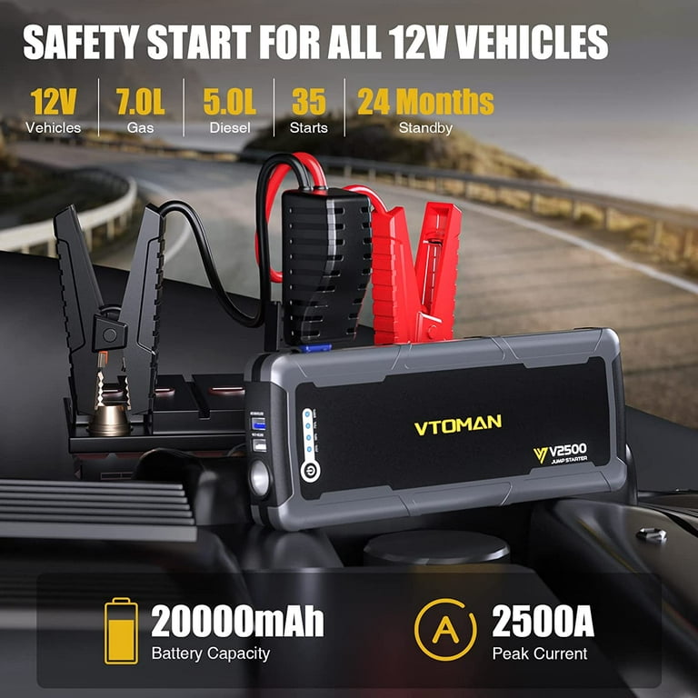 VTOMAN Car Jump Starter with Air Compressor 2500A Lithium Jump Box