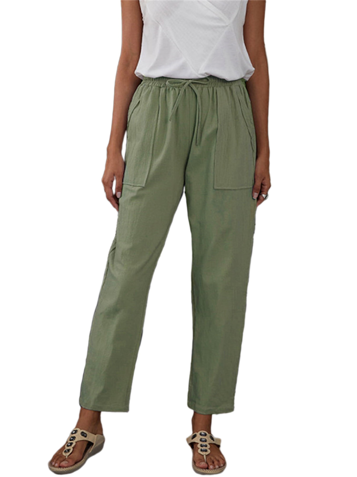 Linen Fitness Dance Long Straight Pant 