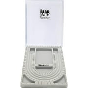 The Beadsmith Bead Board with Cover, Grey Flocked, 3 U-Shaped Channels, 6 Recessed Compartments, 9.75 x 13.25 inches, Design Boards for Creating Bracelets, Necklaces and Other Jewelry