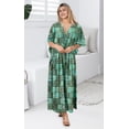 thumbnail image 2 of HAPPY BAY Women's Loungewear Loose Slit Dress Caftan Long Boho Night Shirts 2X-3X Geometric, Multi, 2 of 5