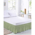 thumbnail image 2 of Vintage Sage Green Bed Skirt Queen Size, Farmhouse Retro Beige Solid Color Wrap Around Bed Skirting with Adjustable Elastic Strap, Dust Ruffle Pleated Bedskirts 18 Inch Drop for Bedroom Queen Beds, 2 of 9