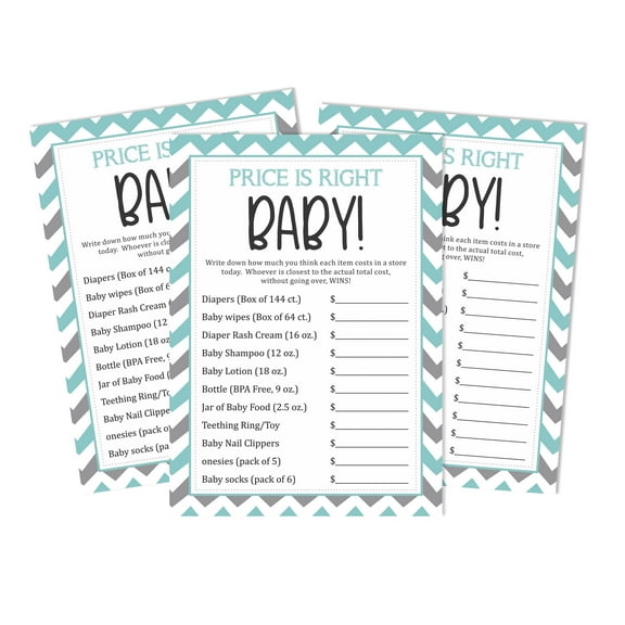 Inkdotpot 50 Sheet Its A Boy Its A Girl If The Price Is Right Baby Shower Game Chevron Gender Reveal Party Idea