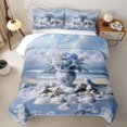 thumbnail image 2 of spefrowx Blue Floral Vase Quilt Full for Girls Boys, Seabird Coral Shell Full Bedspread Sets, 3 Pieces, 2 of 7