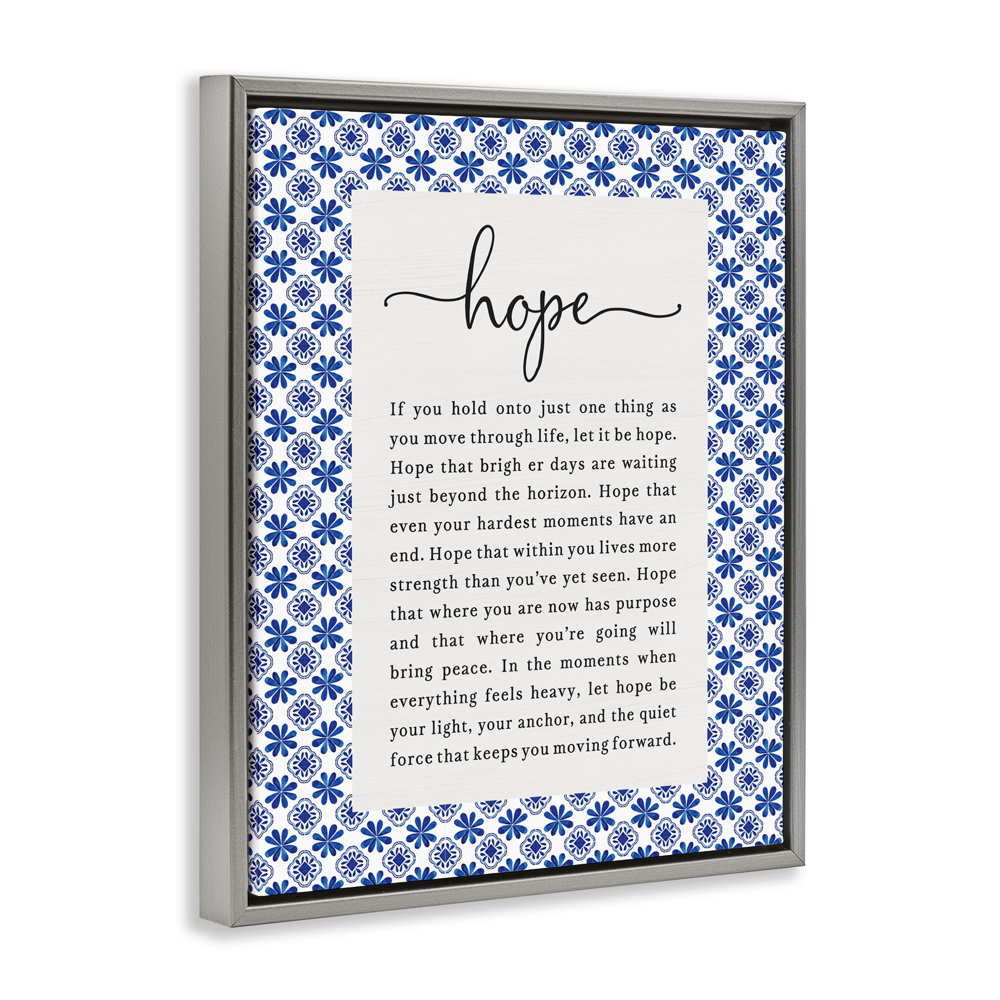 Hope For Brighter Days Gray Framed Floater Canvas Wall Art, design by Lettered and Lined
