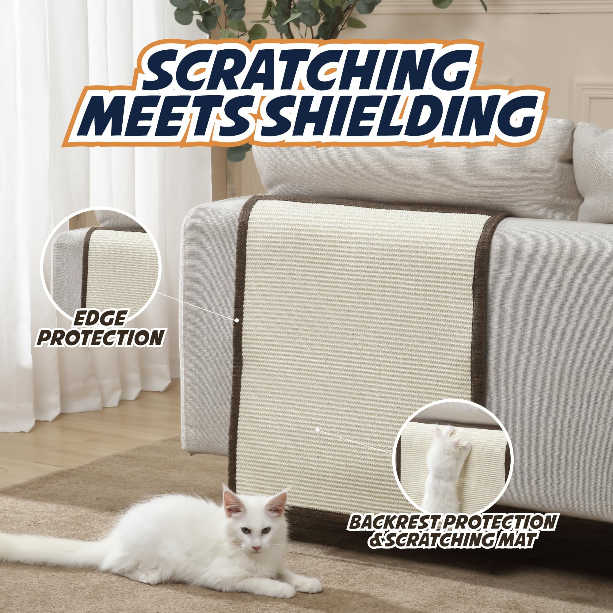 PANTHER ARMOR Sisal Furniture Defender [brazo izquierdo, gris] Rascador de  sofá para gatos, rascador de sisal para gatos, protector de arañazos para