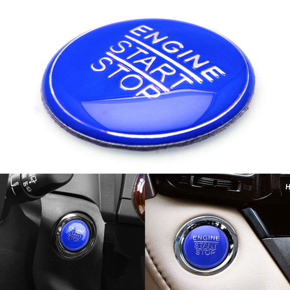 Xotic Tech Blue Keyless Engine Push Start Stop Button Cap Trim for Toyota Camry Tacoma Prius Avalon