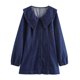 thumbnail image 3 of HH TRAF 2024 Vestidos de moda para mujer Vestido mini de otoño de una sola botonadura con cuello vuelto azul vaquero de manga larga para mujer, 3 of 5
