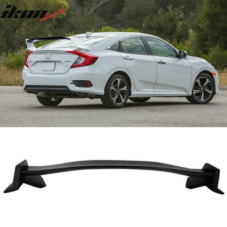 Honda Civic Elite Spoilers - 16-18 Honda Civic 10th X Sedan 4Dr Type-R Unpainted ABS Black Trunk Spoiler