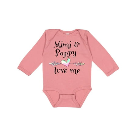 

Inktastic Mimi and Papa Love Me- Heart Grandchild Gift Baby Boy or Baby Girl Long Sleeve Bodysuit