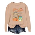 thumbnail image 1 of VBARHMQRT Chandails Graphiques pour Femmes Chandail à Capuche Tendance pour Femmes Imprimé Lettre Col Rond pour Automne et Hiver, 1 of 3