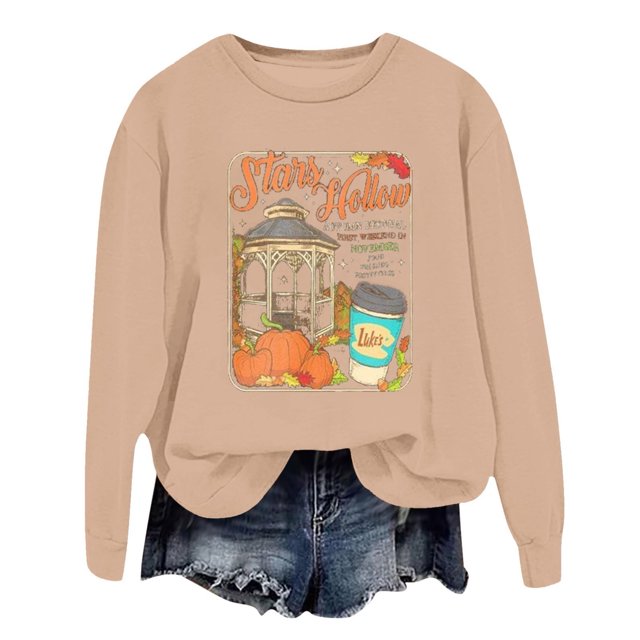 VBARHMQRT Chandails Graphiques pour Femmes Chandail à Capuche Tendance pour Femmes Imprimé Lettre Col Rond pour Automne et Hiver