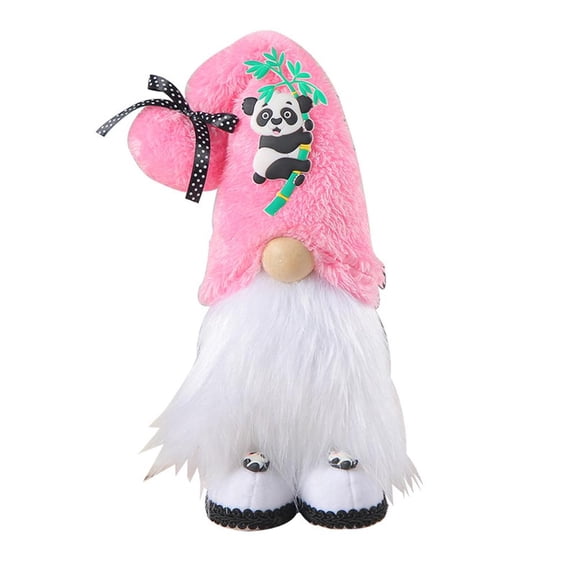 Esaierr Panda Old Man Standing Posture Doll Decoration Panda Gnomes Plush with Hat Handmade Elf Dwarf