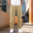 thumbnail image 5 of Ceisia Men Drawstring Multi Pocket Cargo Pants Solid Color Straight Leg Casual Long Trousers For Daily Outdoor Wear Gift, 5 of 6