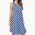 thumbnail image 2 of Blue And White Kentucky Checkerboard Spring Summer Dresses For Women Fashion Dress Casual Sleeveless Loose Sundress With Pockets, 2 of 4