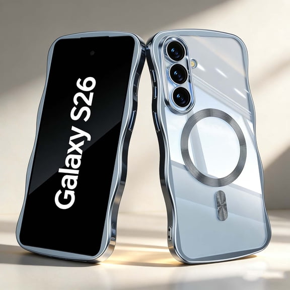 For Samsung Galaxy S26 Magnetic Phone Case,Cute Wavy Electroplated Bumper,Compatible with Mag-Safe,Ultra Slim Shockproof Drop Protection,Anti-Scratch Rugged Thin Fit Phone Case Cover,Blue