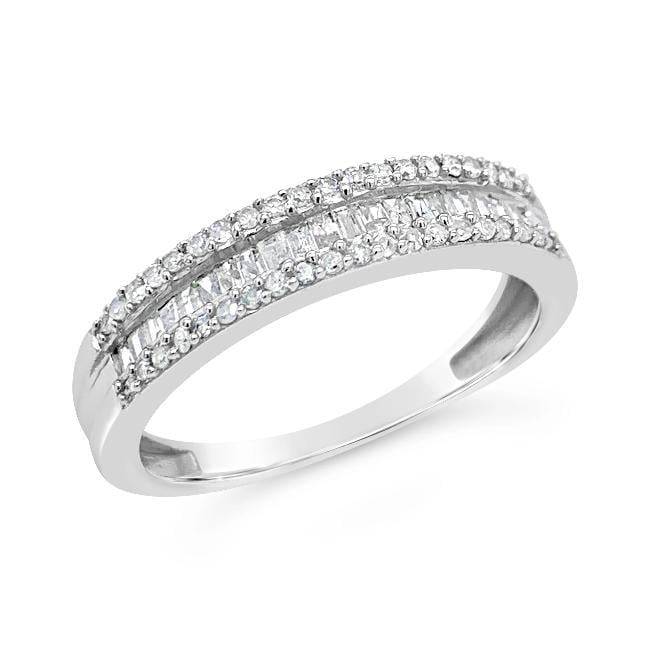 10kt White Gold and Diamond Ring Band Style Infinity Double Heart Ring 1/6 Cttw i2/i3, i/j 