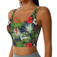 thumbnail image 5 of Sports Bra For Women, Cute Parrot Monstera Flower Sports Bras For Women High Support, Workout Tank Tops Woman With Removable Cups, 5 of 8