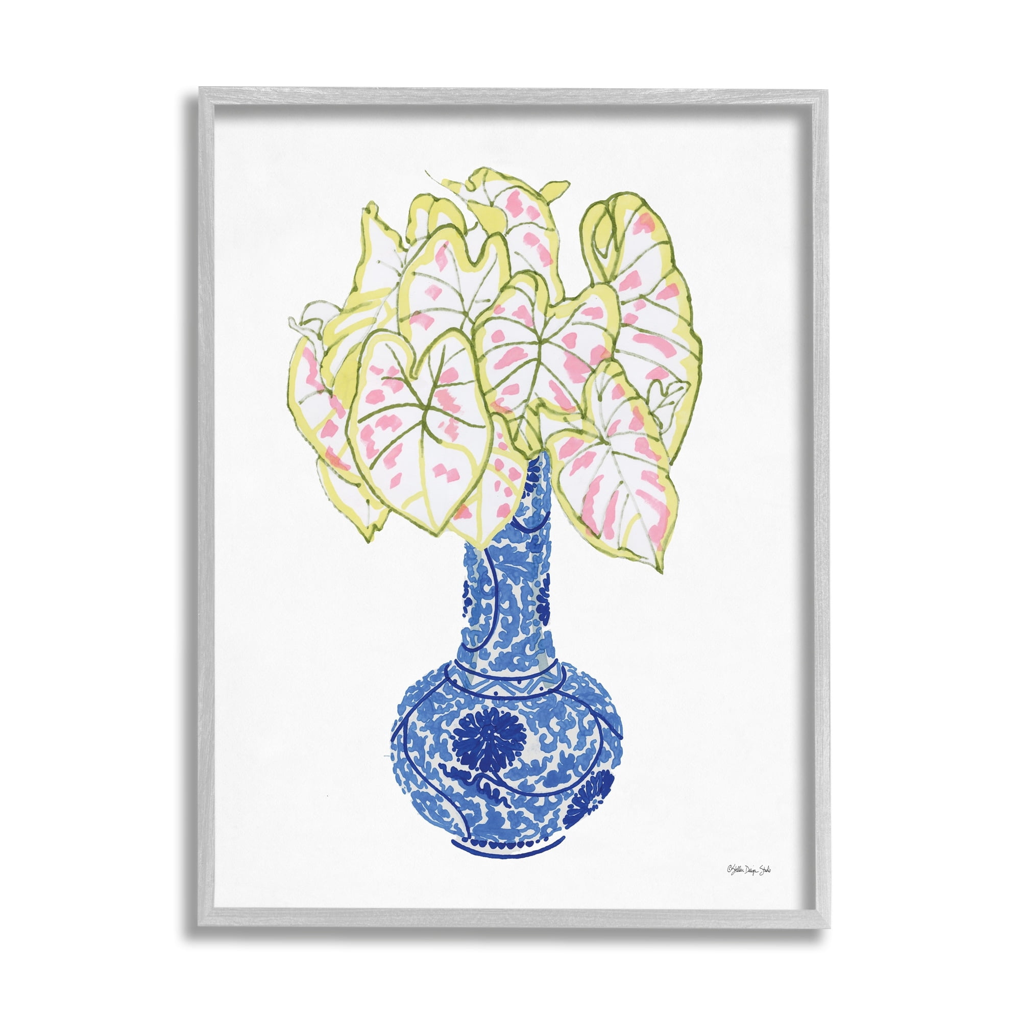 Stupell Industries Chinese Caladium Ginger House Plant Tall Neck Vase,16 x 20, Design by Stellar Design Studio