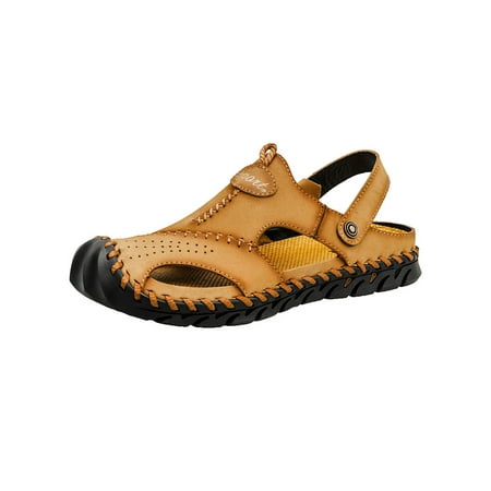 

MAWCLOS Mens Sandals Summer Beach Shoes Closed Toe Hiking Sandal Men Slides Sport Back Strap Fisherman Khaki Color 9