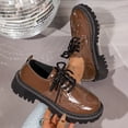 thumbnail image 3 of HEWUQI Oxford Shoes for Women Lace up Platform Wingtip Patent Leather Chunky Low Heels Round Toe Casual Work Vintage Dress Pumps Khaki Size 6, 3 of 6