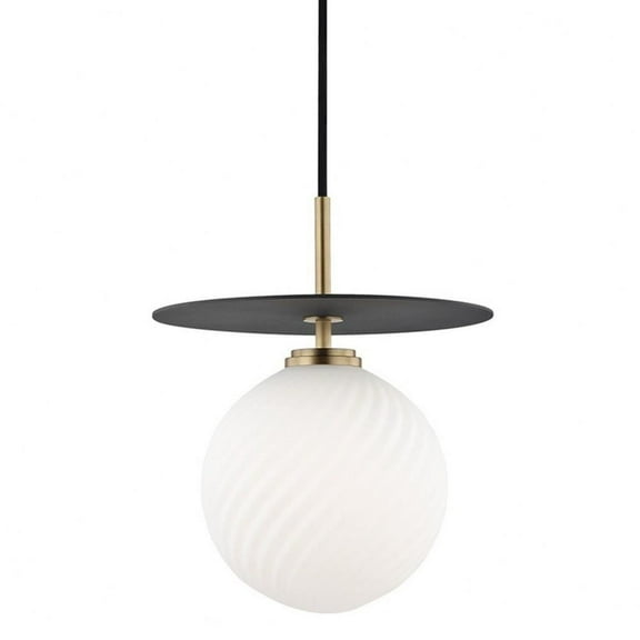 -4W 1 Led Large Pendant in Style-10.25 inches Wide By 12.5 inches High-Aged Brass Black Finish Bailey Street Home 735-Bel-2941732