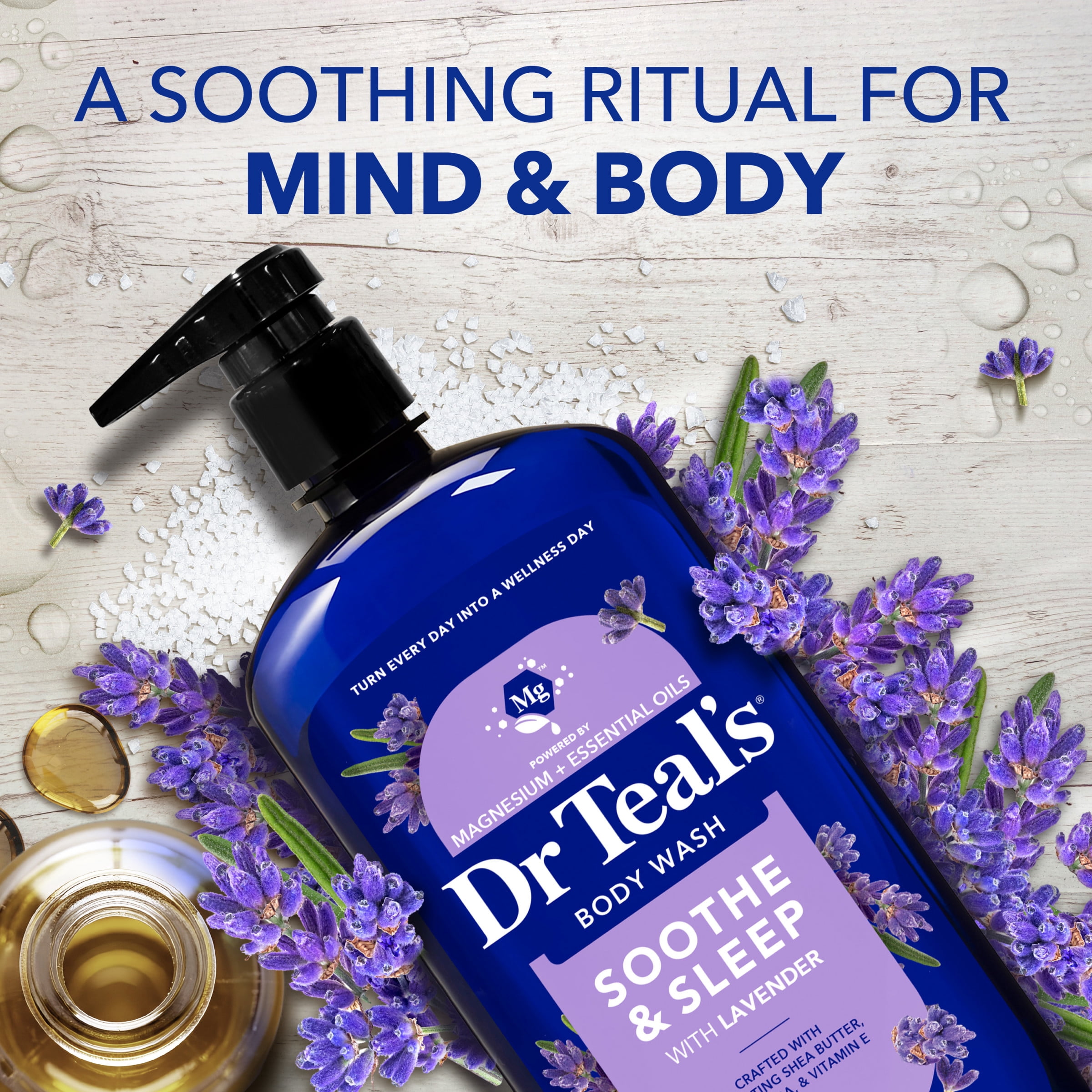 Dr Teal's Soothe & Sleep Body Wash with Pure Epsom Salt & Lavender Essential Oil, 24 fl oz