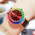 thumbnail image 2 of EXPLOJOY Elegant Ladies Quartz Watch – Rainbow Dial, Waterproof, Stainless Steel & Leather Band, 2 of 9