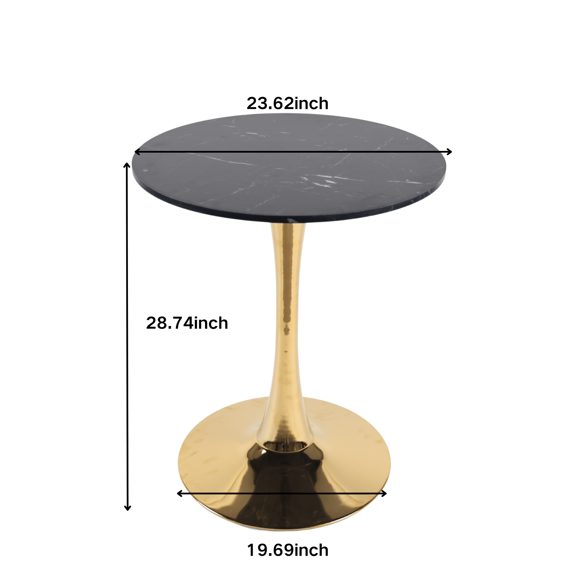 Euroco 23.6" Round Dinning Table for 2-4,Modern Kitchen Table with Metal Pedestal Base & Tulip Design for Dining, Tea & Lounge,Black