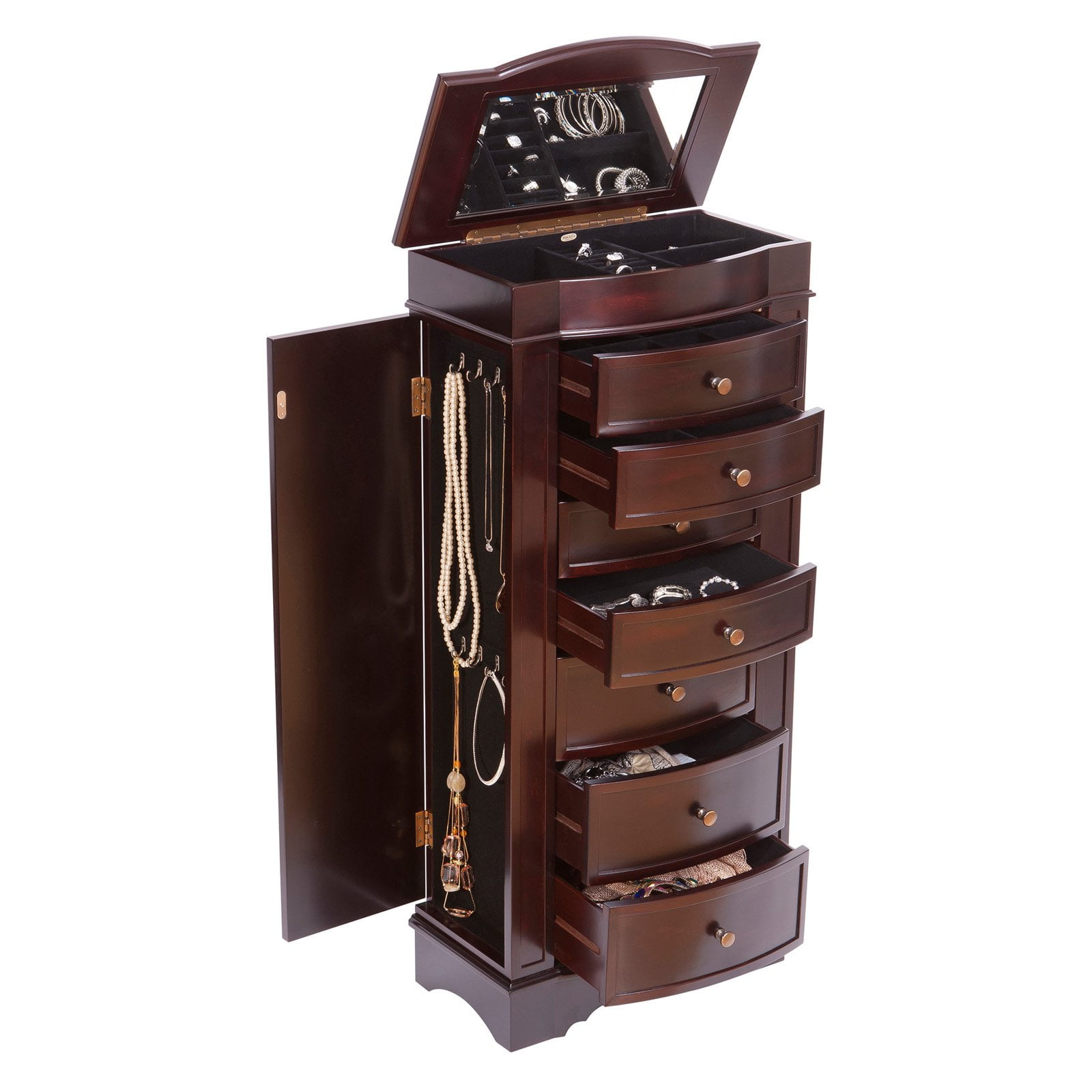 Mele Designs Chelsea Wooden Jewelry Armoire, Dark Walnut Finish