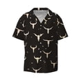 thumbnail image 5 of Picia Cow Skulls Men's Linen Shirts Short Sleeve Cuban Beach Shirts Casual Shirts Button Down Shirt for Men Beach Summer Wedding Shirt-Medium, 5 of 7