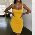 thumbnail image 4 of YCNYCHCHY 2022 Square Neck Sleeveless Shoulder Bodycon Mini Dress Women Summer Black Backless Party Sexy Yellow Clubwear Dresses, 4 of 6