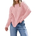 thumbnail image 1 of Suéteres de Cuello Redondo de Punto Extragrandes para Mujer Rosa L, 1 of 6