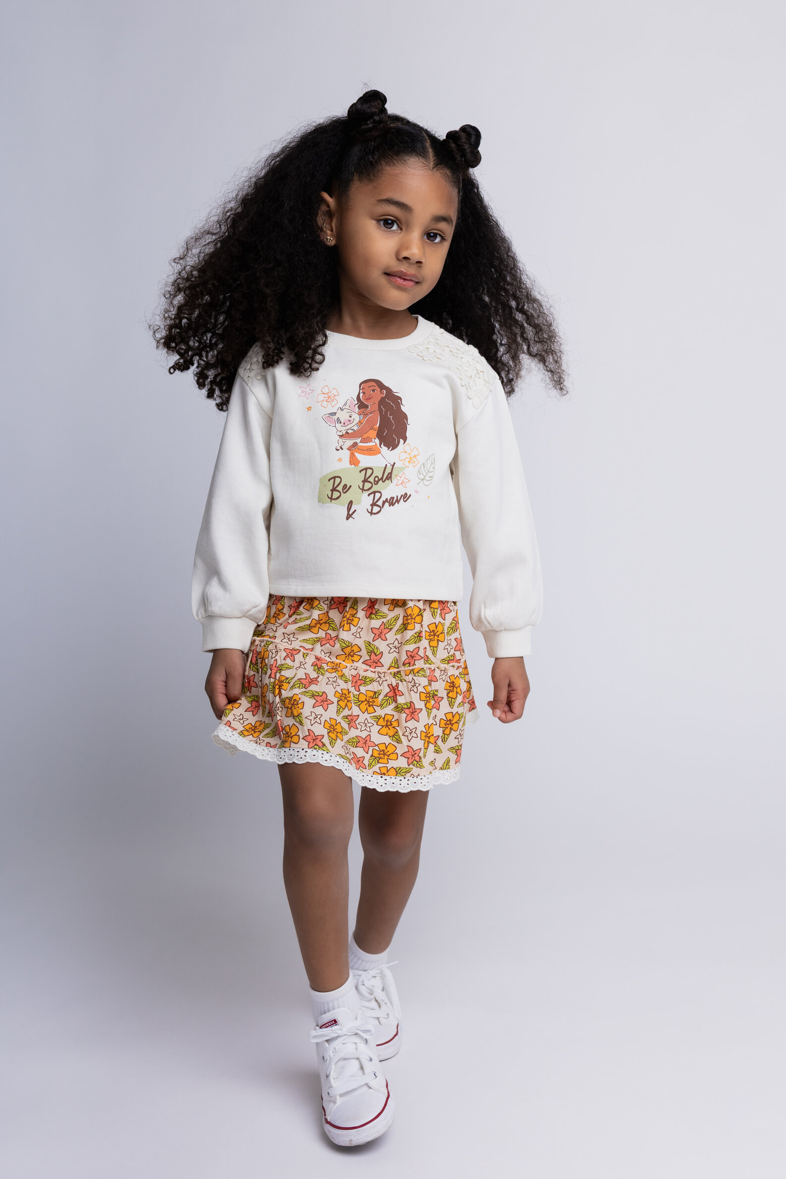 Disney Moana Floral Fleece Pullover Sweatshirt and Skirt Outfit Set Toddler to Big Kid