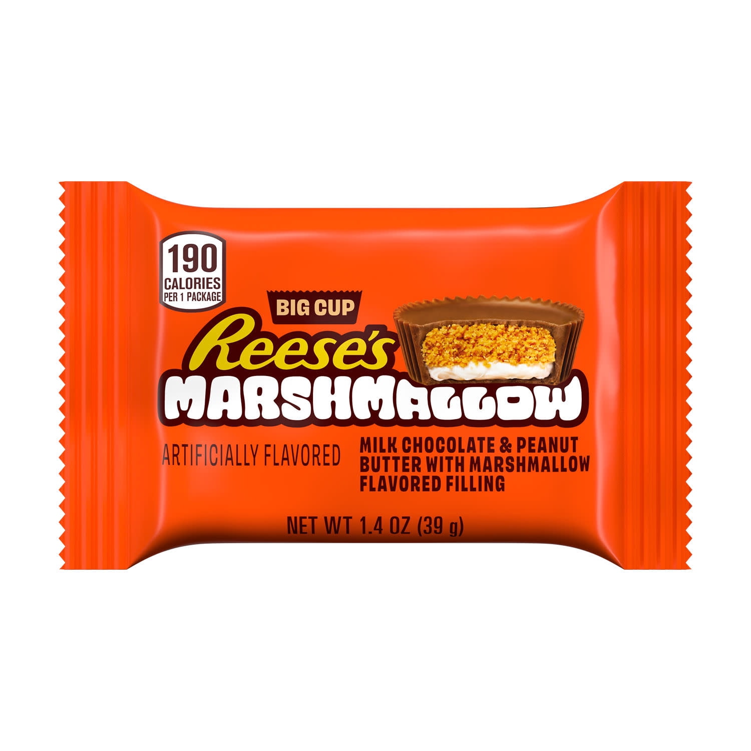 REESE'S Big Cup Marshmallow Milk Chocolate Peanut Butter Cup, Candy Pack, 1.4 oz