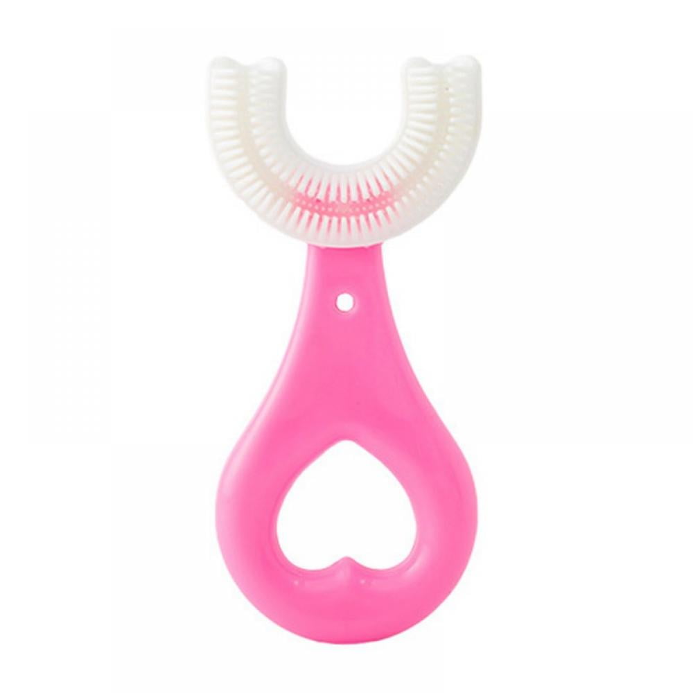 Kids U Shaped Toothbrush with Silicone Brush Head Whitening Massage Toothbrush U-Type Toothbrush Whole Mouth Toothbrush with Handle for Kids 2-8 Years Old (Simple Style)