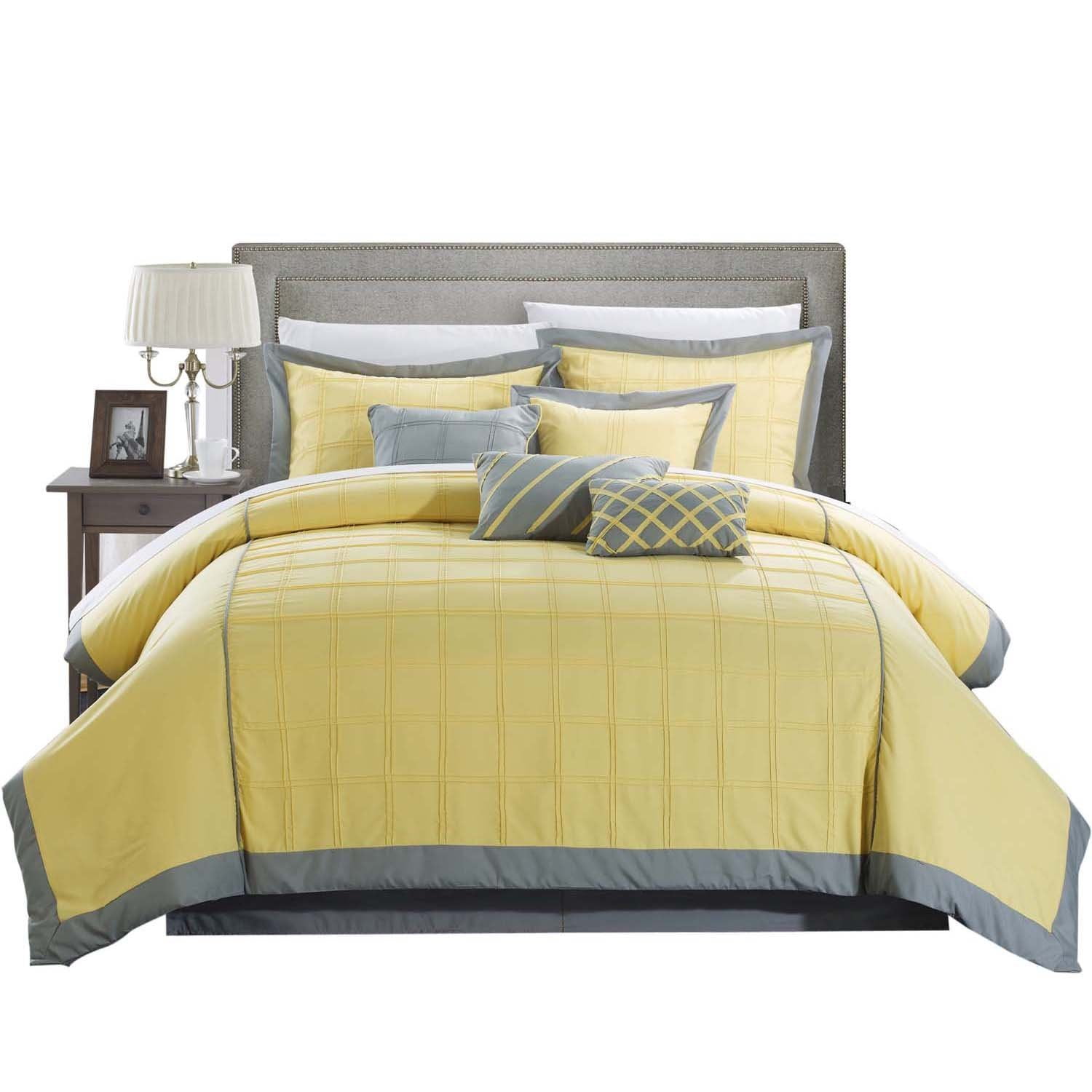 Rhodes Pintuck 12 Piece Comforter Set Bed In A Bag Yellow King Yellow