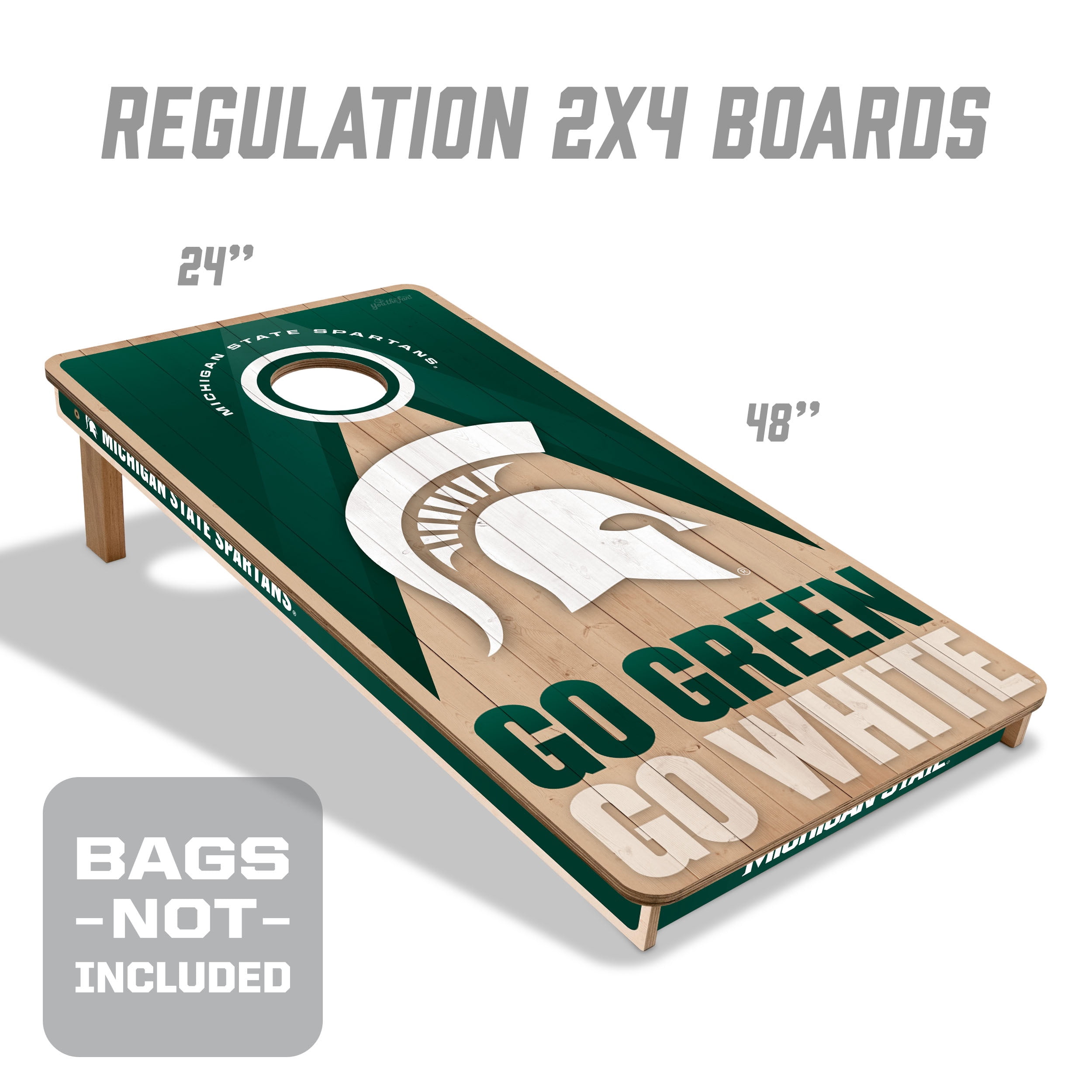 YouTheFan NCAA MI St Spartans 2X4 Slogan Series Cornhole NO BAGS